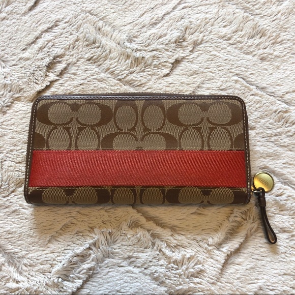 Coach Signature Stripe Zip Wallet - Picture 2 of 4
